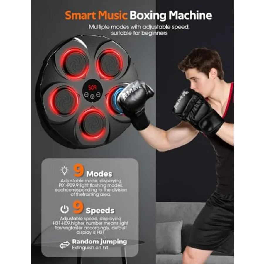 Wall Mounted Music Boxing Machine for Adults 2025 New Bluetooth Music Punching Machine with Gloves 9 Modes 9 Speed Boxing Equip