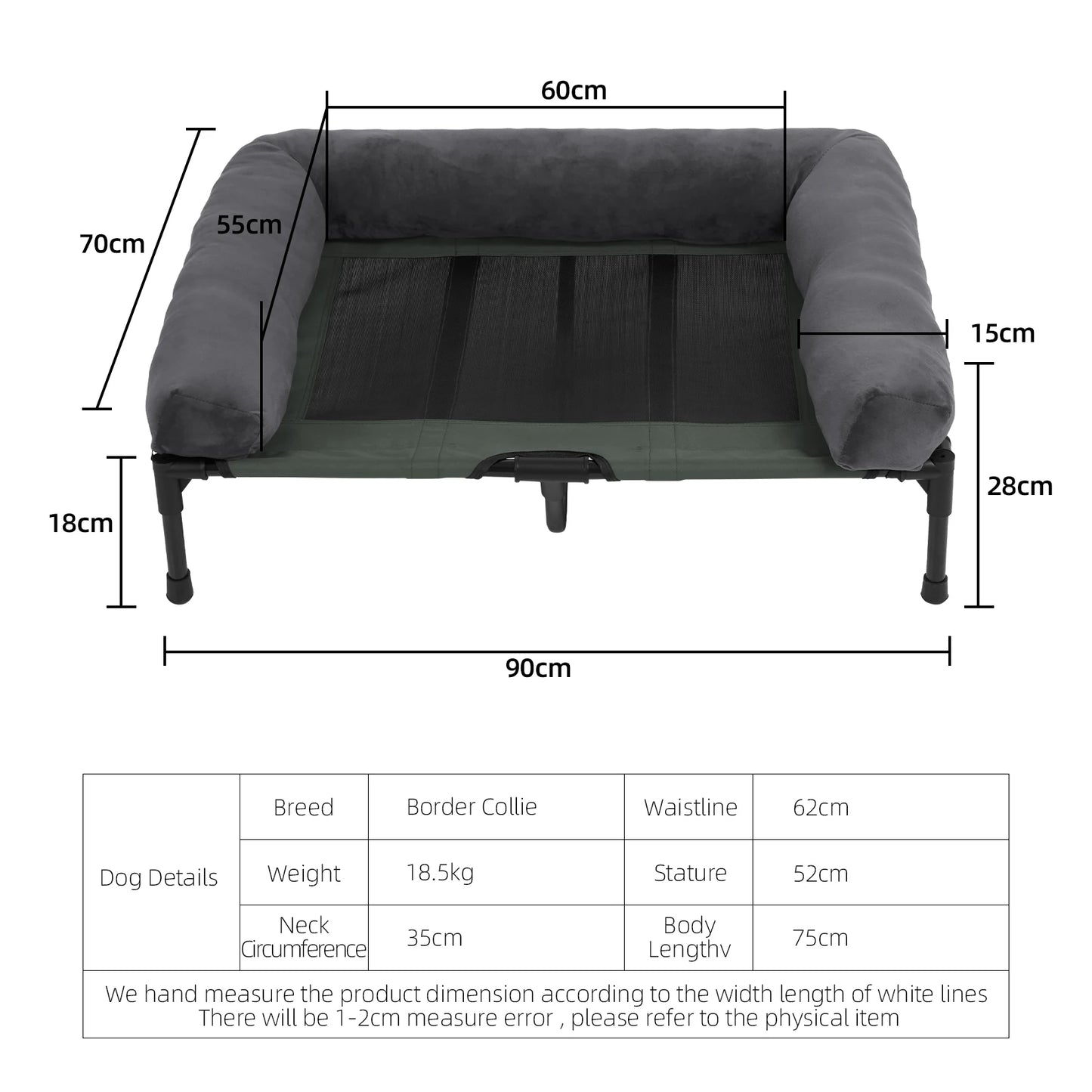 BINGOPAW Elevated Pet Bed Detachable Bolster For Dogs And Cats
