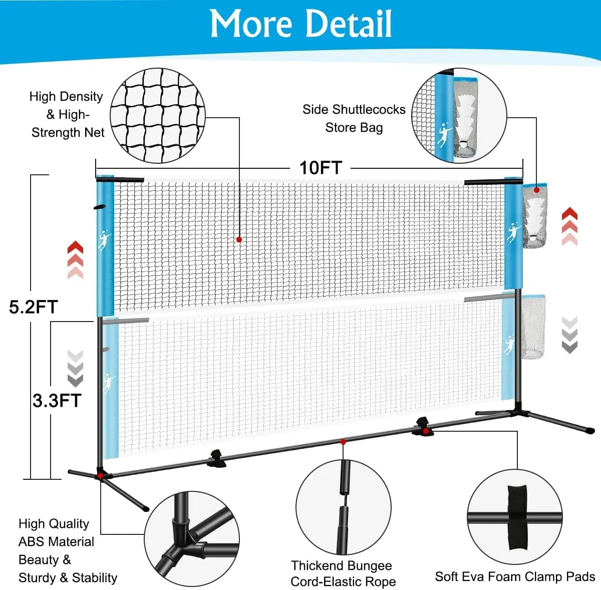 3-in-1 Pickleball Badminton Volleyball Net Set for Backyard, Portable with Adjustable Height, Paddles & Rackets