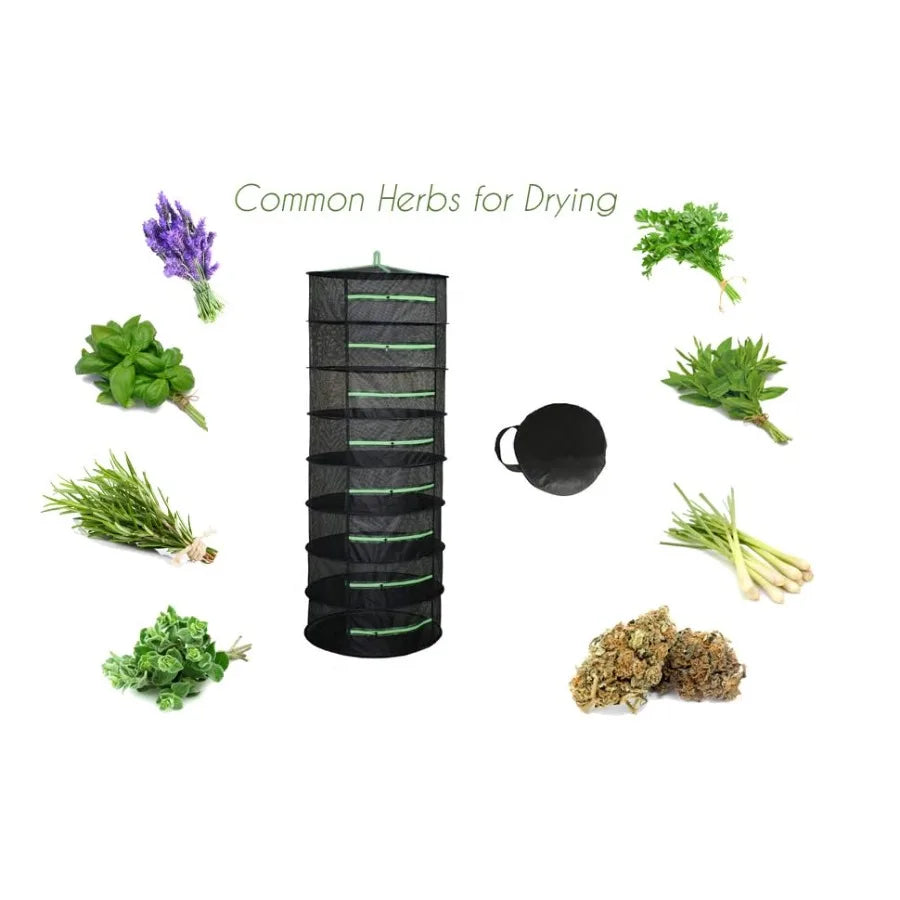Herb Drying Rack 8 Layer Foldable Hanging Mesh Net With Free Storage Bag