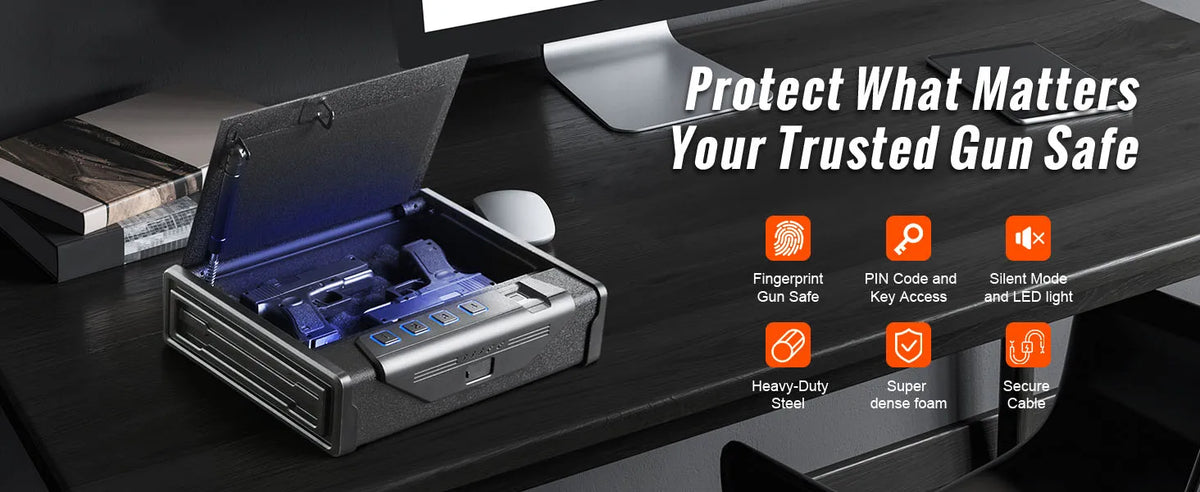 SucceBuy Biometric Pistol Safe with Quick Access and Silent Mode