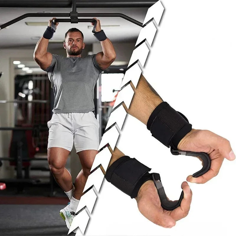 Non Slip Weight Lifting Hooks Pair For Deadlifts And Pull Ups