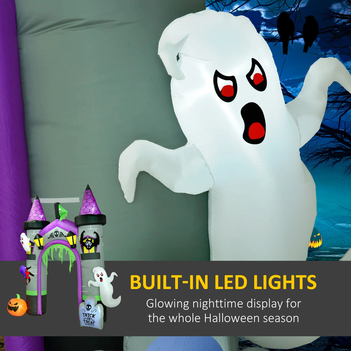 Outsunny Outdoor Halloween Inflatable Archway With LED Yard Display