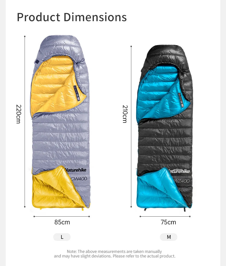 Naturehike Ultralight 650FP Duck Down Sleeping Bag For Hiking Travel