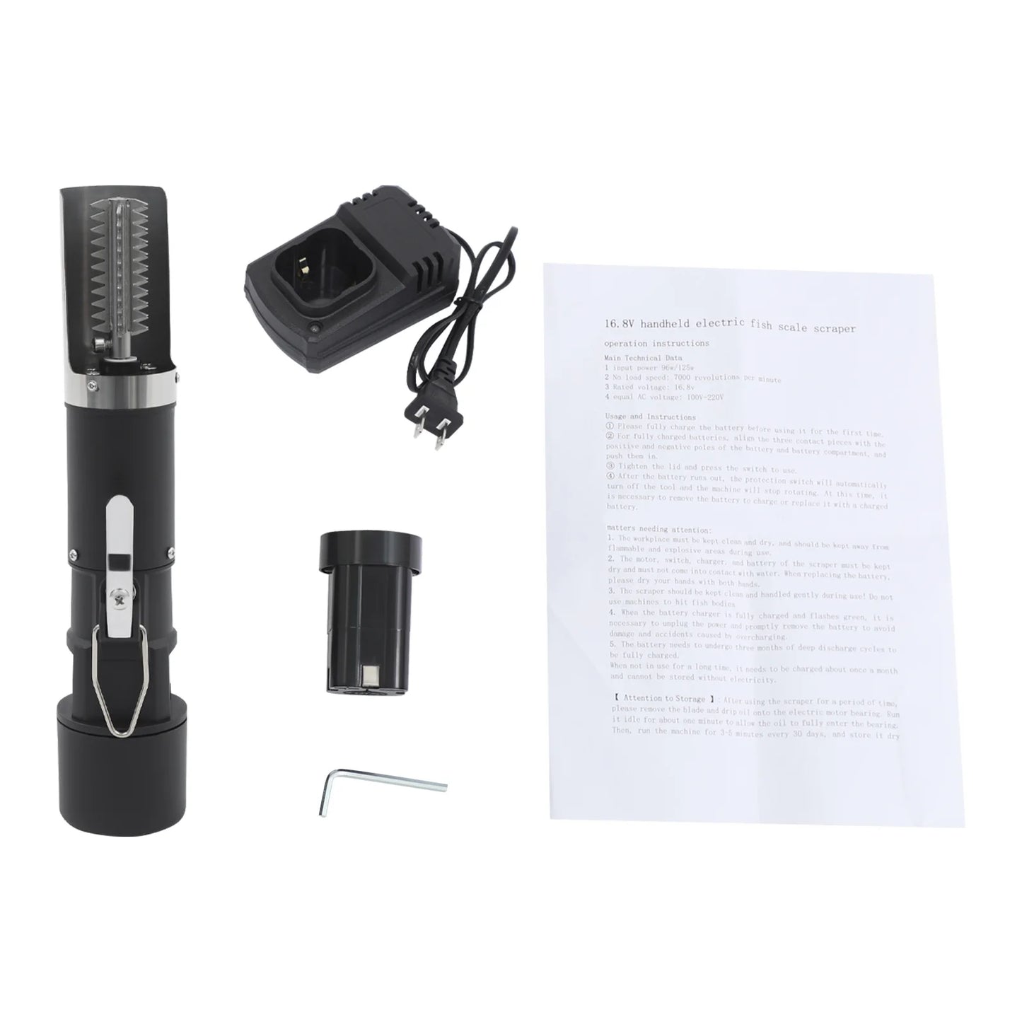 125w 8000mah Electric Fish Scaler Fish Scale Remover With Rechargeable Battery  For Fat Snakehead, Head Fish, Grass Carp
