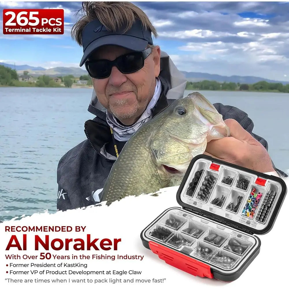 KastKing 182-400pcs Fishing Kit: Complete Freshwater Tackle Box with Hooks, Weights, Bobbers for Bass, Trout & Panfish