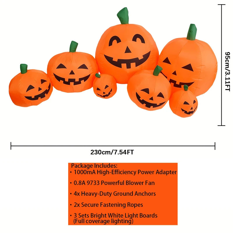 Halloween Inflatable Pumpkin Patch Decoration With Bright LED Lights