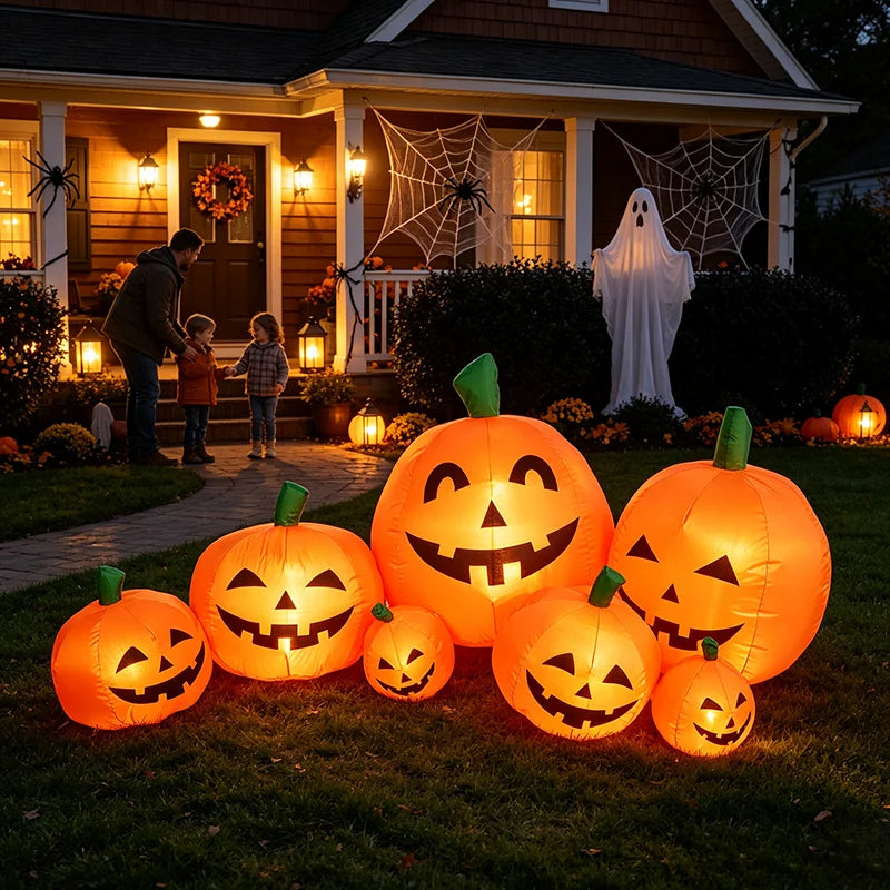 Halloween Inflatable Pumpkin Patch Decoration With Bright LED Lights