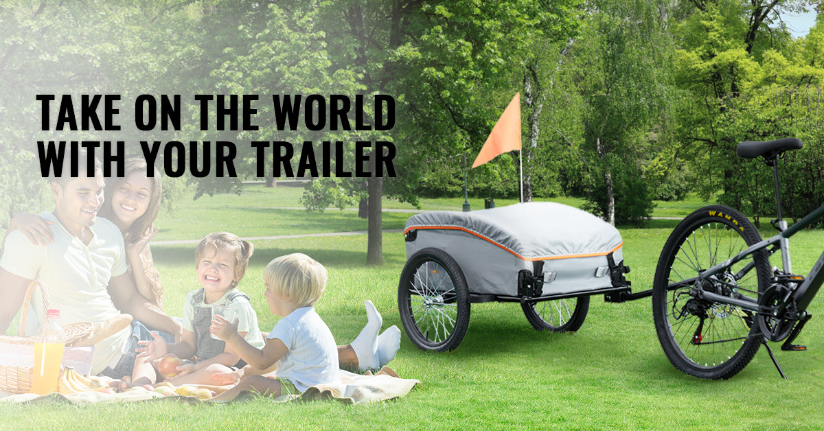 Bike Cargo Trailer Foldable Wagon With Waterproof Cover 100 Lb Capacity