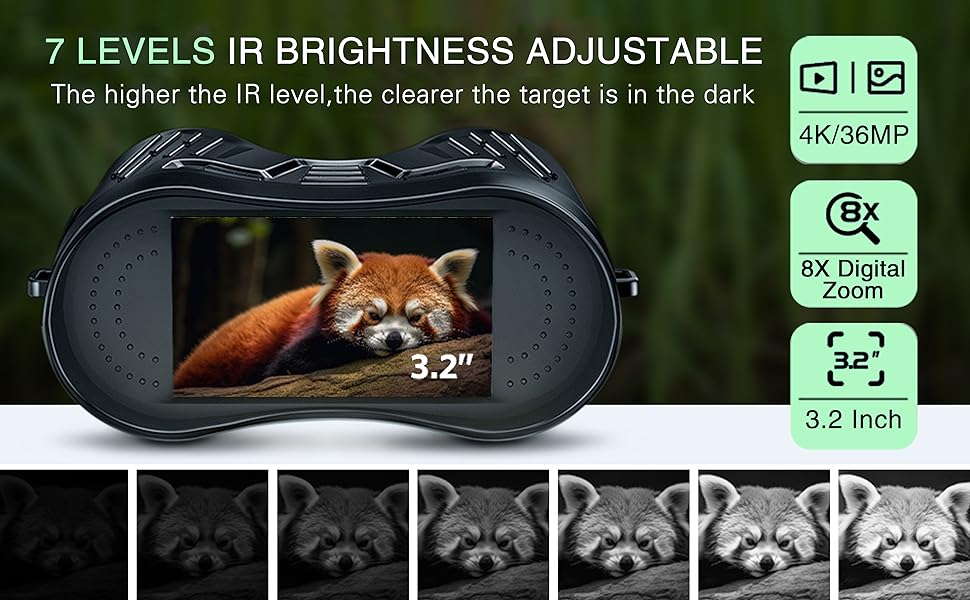 DIYIMIN Night Vision Binoculars 8x Digital Zoom IR Illuminator