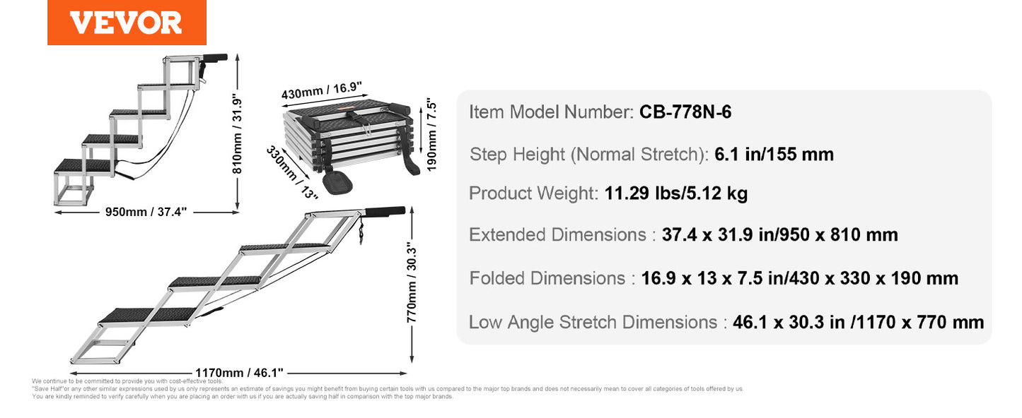 SucceBuy Dog Car Steps Folding Portable Pet Stair Aluminum 150Lbs