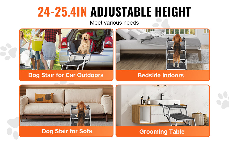SucceBuy Dog Car Steps Folding Portable Pet Stair Aluminum 150Lbs