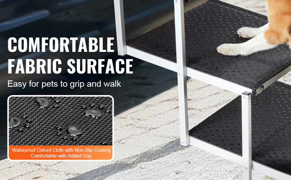 SucceBuy Dog Car Steps Folding Portable Pet Stair Aluminum 150Lbs
