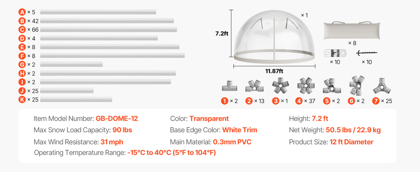 SucceBuy Garden Dome Tent Weatherproof Geodesic Dome Greenhouse with Window PVC Igloo Tents for Backyard Patios Camping Party
