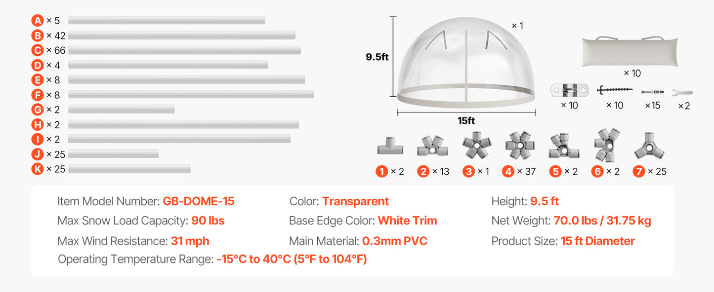 SucceBuy Garden Dome Tent Weatherproof Geodesic Dome Greenhouse with Window PVC Igloo Tents for Backyard Patios Camping Party