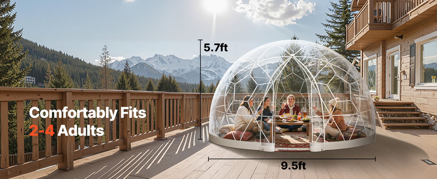 SucceBuy Garden Dome Tent Weatherproof Geodesic Dome Greenhouse with Window PVC Igloo Tents for Backyard Patios Camping Party