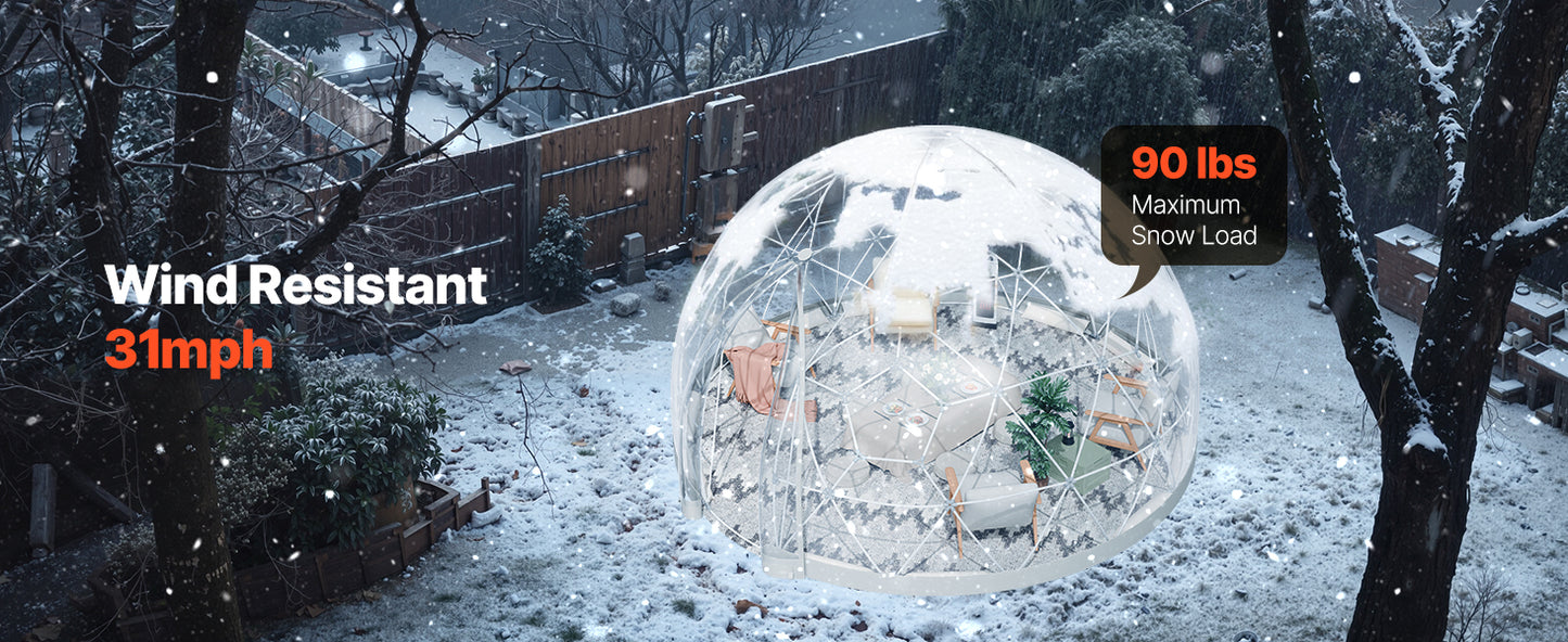 SucceBuy Garden Dome Tent Weatherproof Geodesic Dome Greenhouse with Window PVC Igloo Tents for Backyard Patios Camping Party
