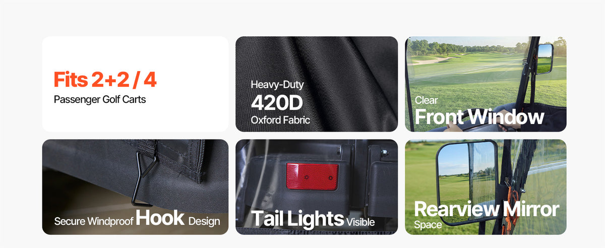 SucceBuy Golf Cart Cover Waterproof Full Enclosure Fits Four Seaters