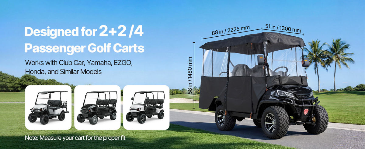 SucceBuy Golf Cart Cover Waterproof Full Enclosure Fits Four Seaters