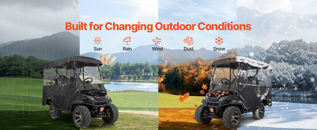 SucceBuy Golf Cart Cover Waterproof Full Enclosure Fits Four Seaters