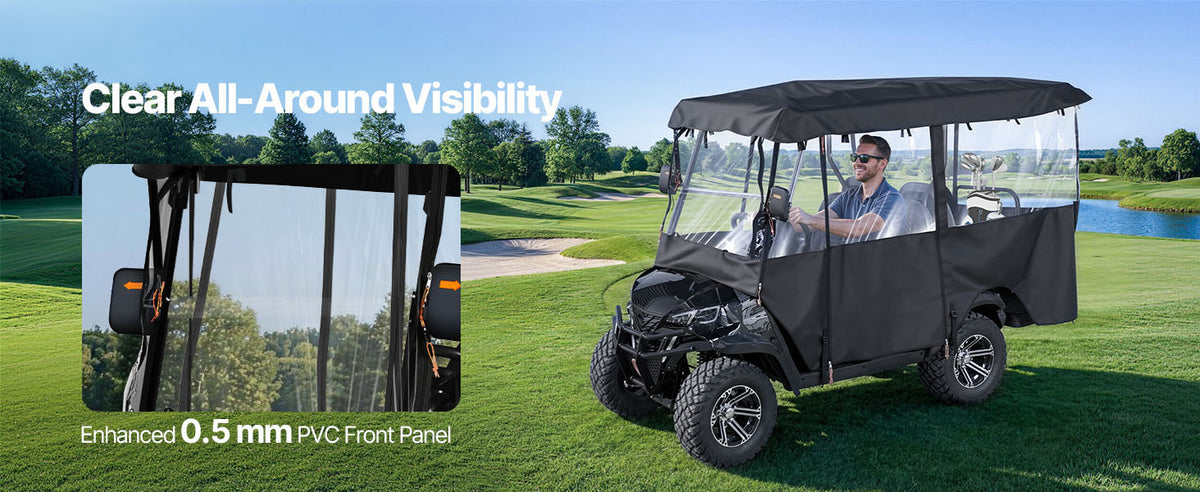 SucceBuy Golf Cart Cover Waterproof Full Enclosure Fits Four Seaters
