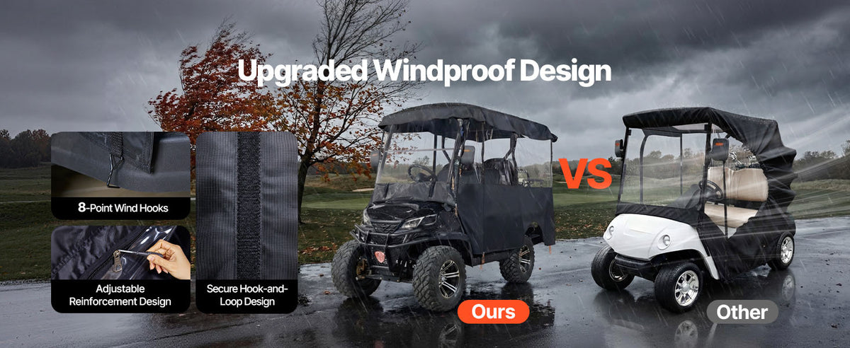 SucceBuy Golf Cart Cover Waterproof Full Enclosure Fits Four Seaters