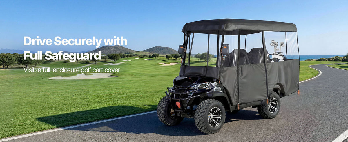 SucceBuy Golf Cart Cover Waterproof Full Enclosure Fits Four Seaters