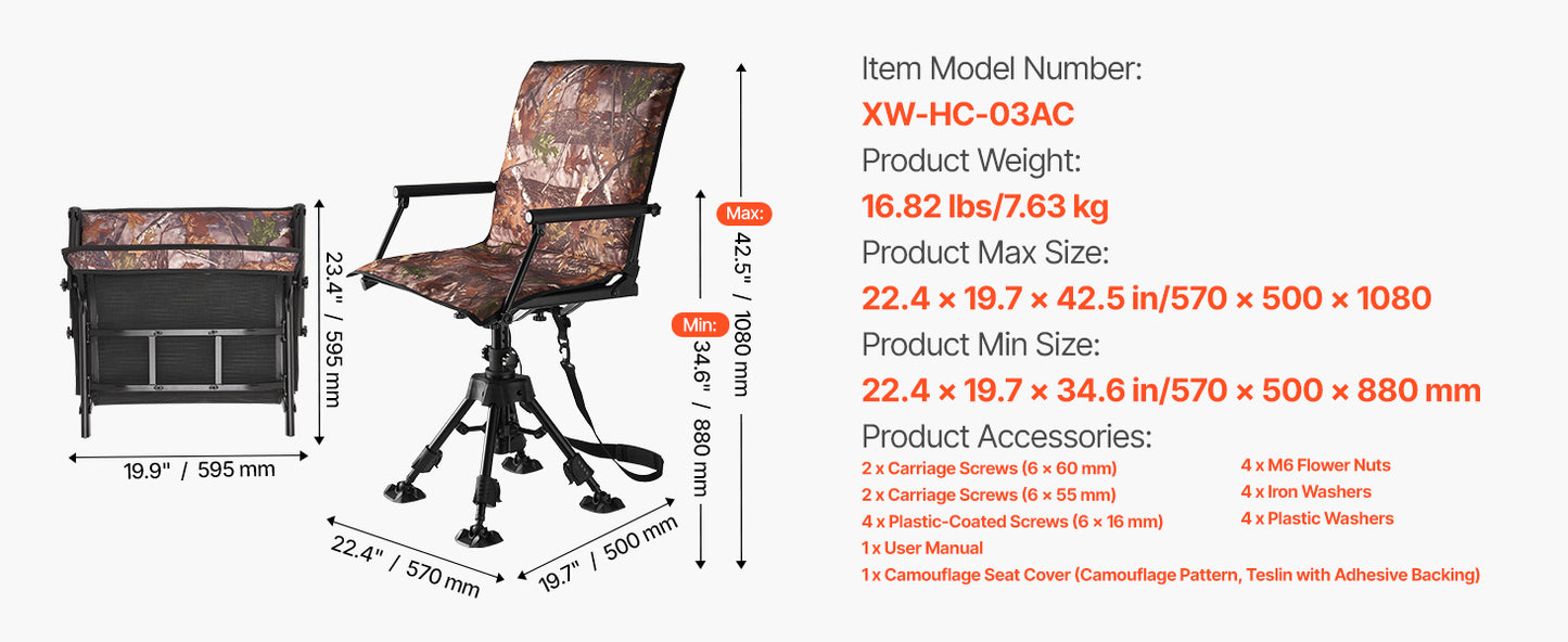360 Degree Silent Swivel Blind Hunting Chair For Camping