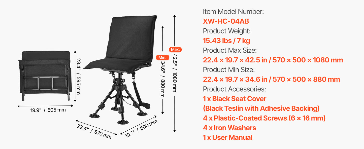 360 Degree Silent Swivel Blind Hunting Chair For Camping