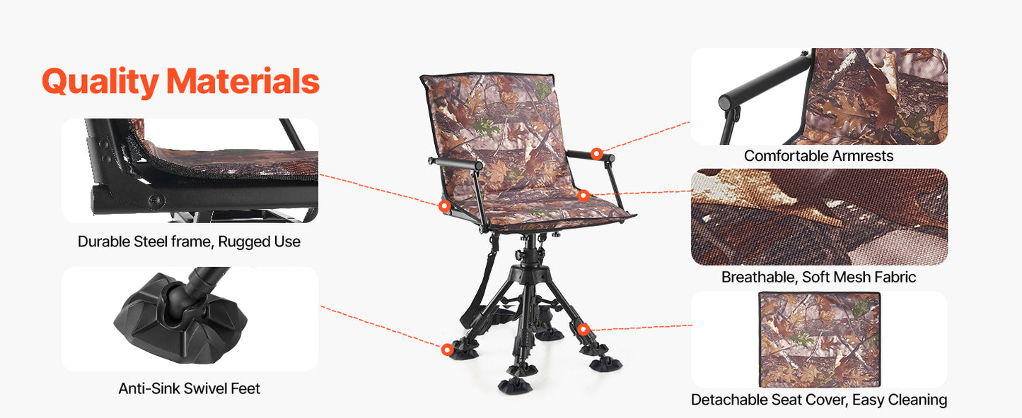 360 Degree Silent Swivel Blind Hunting Chair For Camping