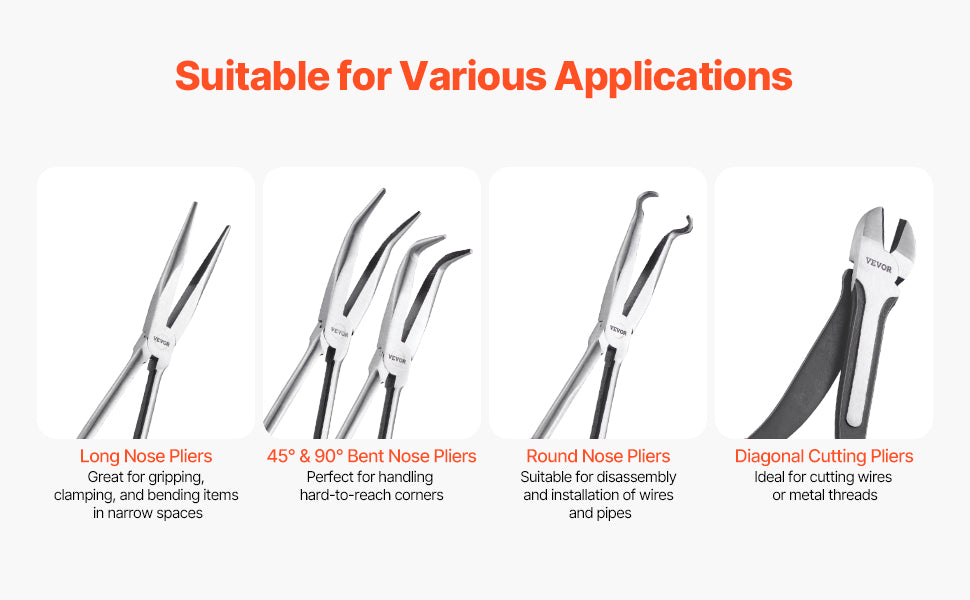 SucceBuy 5-Piece Needle Nose Pliers Set With Diagonal Cutting