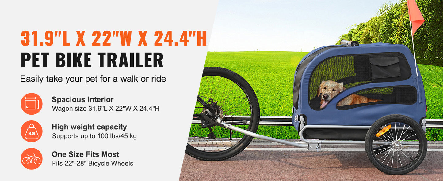 Pet Bike Trailer For Dogs Collapsible Carrier And Travel