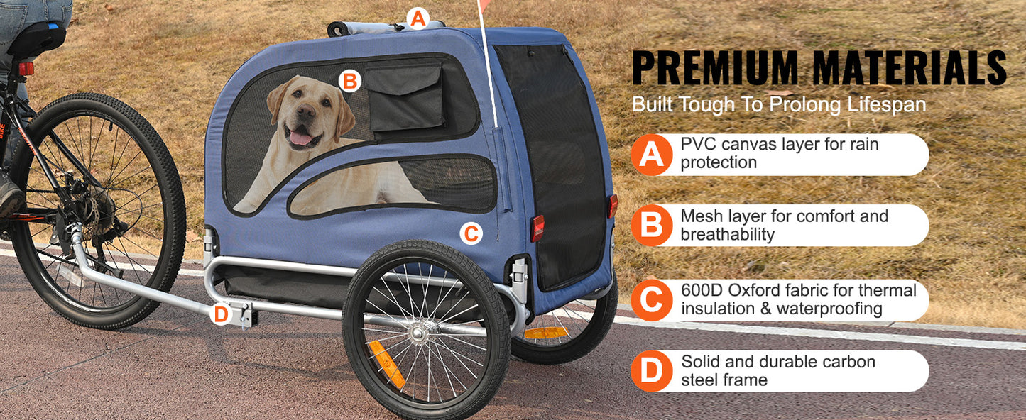 Pet Bike Trailer For Dogs Collapsible Carrier And Travel