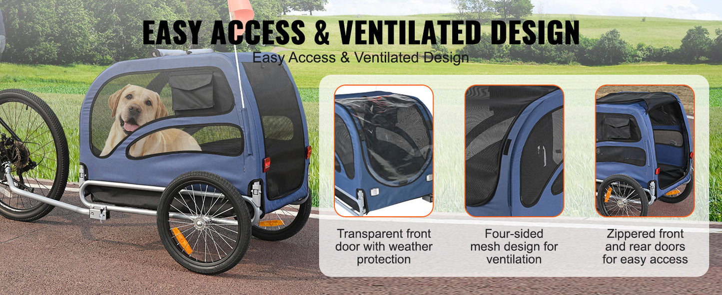 Pet Bike Trailer For Dogs Collapsible Carrier And Travel