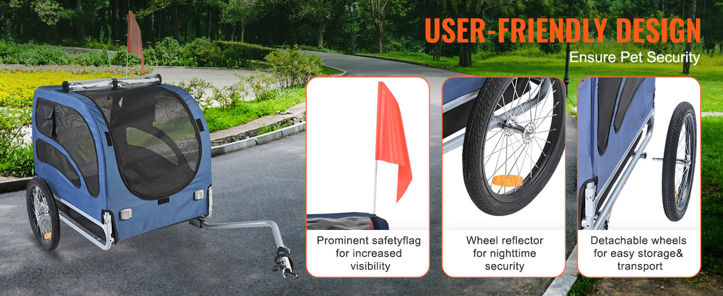 Pet Bike Trailer For Dogs Collapsible Carrier And Travel