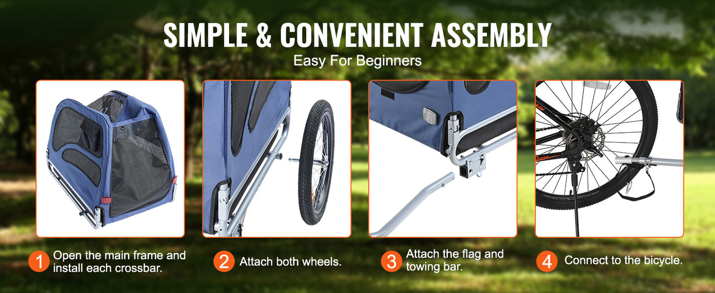 Pet Bike Trailer For Dogs Collapsible Carrier And Travel