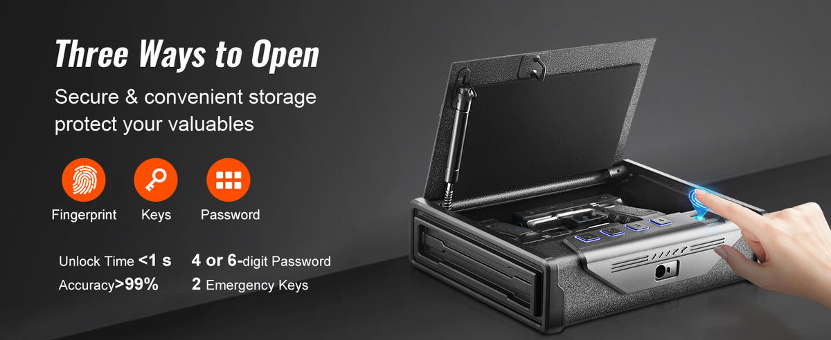 SucceBuy Biometric Pistol Safe with Quick Access and Silent Mode