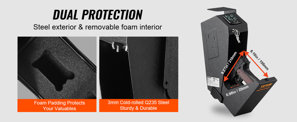 SucceBuy Biometric Pistol Safe with Quick Access and Silent Mode