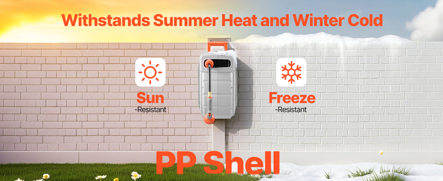 SucceBuy Retractable Garden Hose Reel With 9 Pattern Nozzle