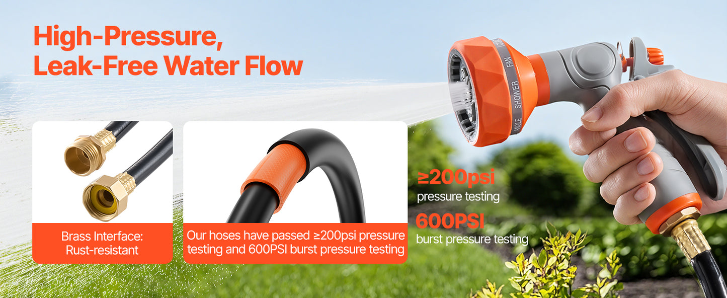 SucceBuy Retractable Garden Hose Reel With 9 Pattern Nozzle