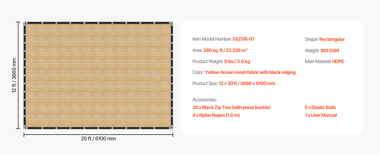 SucceBuy Durable HDPE Sun Shade Cloth Netting For Gardens