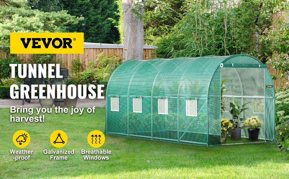VEVOR Walk-In Tunnel Greenhouse With Galvanized Frame Waterproof Cover