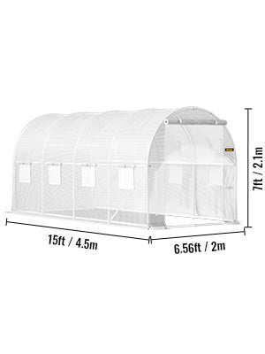 SucceBuy Walk-in Tunnel Greenhouse Galvanized Frame & Waterproof Cover 15x7x7/10x7x7/20x10x7/12x7x7 ft Greenhouses & Cold Frames