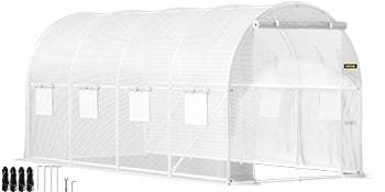 SucceBuy Walk-in Tunnel Greenhouse Galvanized Frame & Waterproof Cover 15x7x7/10x7x7/20x10x7/12x7x7 ft Greenhouses & Cold Frames