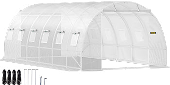 SucceBuy Walk-in Tunnel Greenhouse Galvanized Frame & Waterproof Cover 15x7x7/10x7x7/20x10x7/12x7x7 ft Greenhouses & Cold Frames