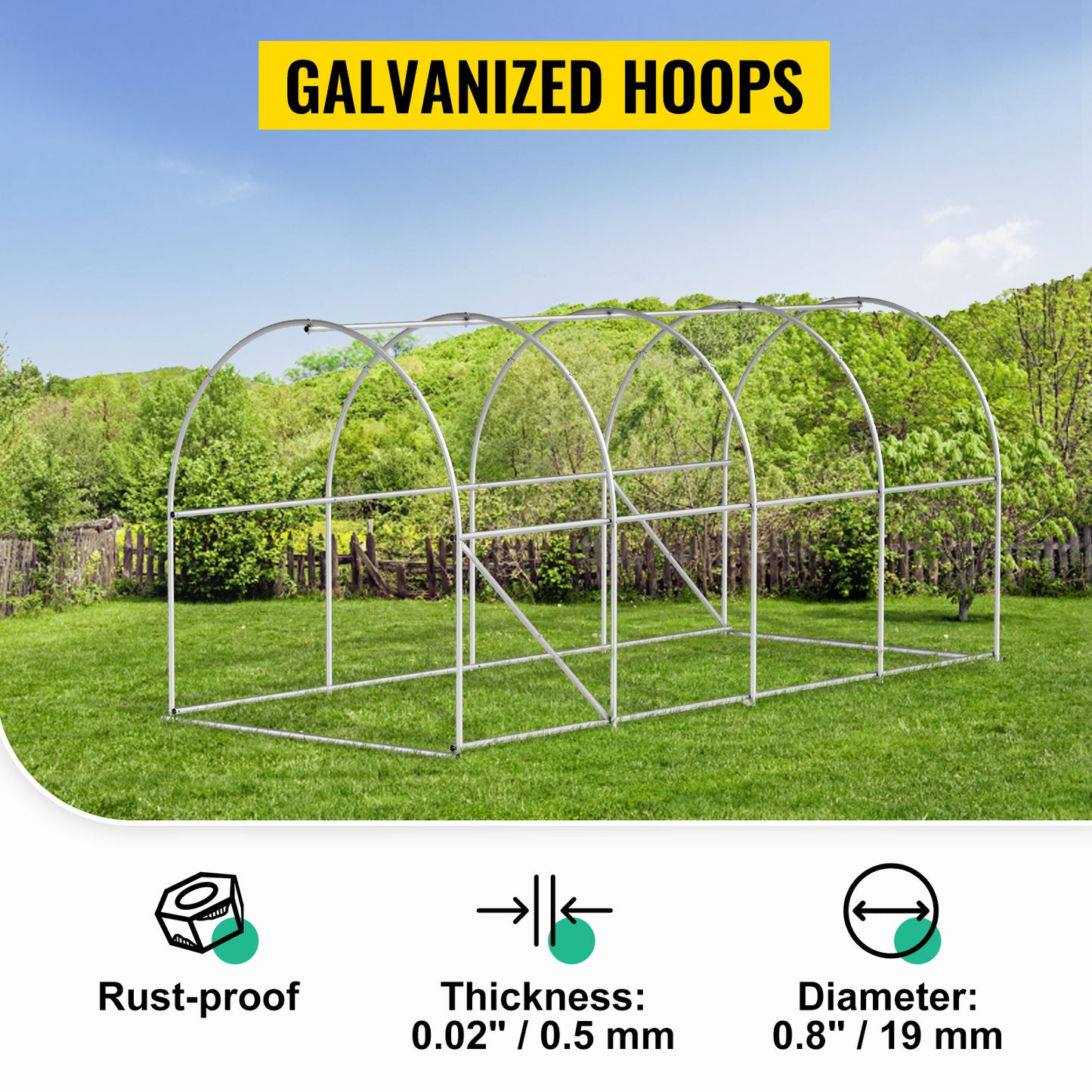 VEVOR Walk-In Tunnel Greenhouse With Galvanized Frame Waterproof Cover